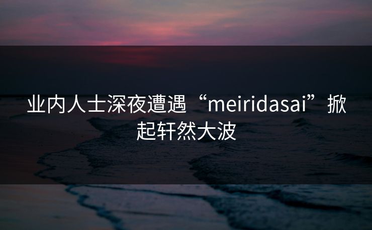 业内人士深夜遭遇“meiridasai”掀起轩然大波