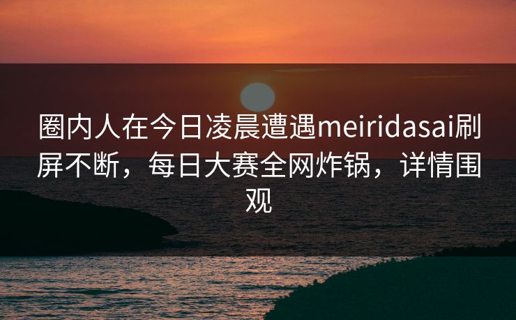 圈内人在今日凌晨遭遇meiridasai刷屏不断，每日大赛全网炸锅，详情围观