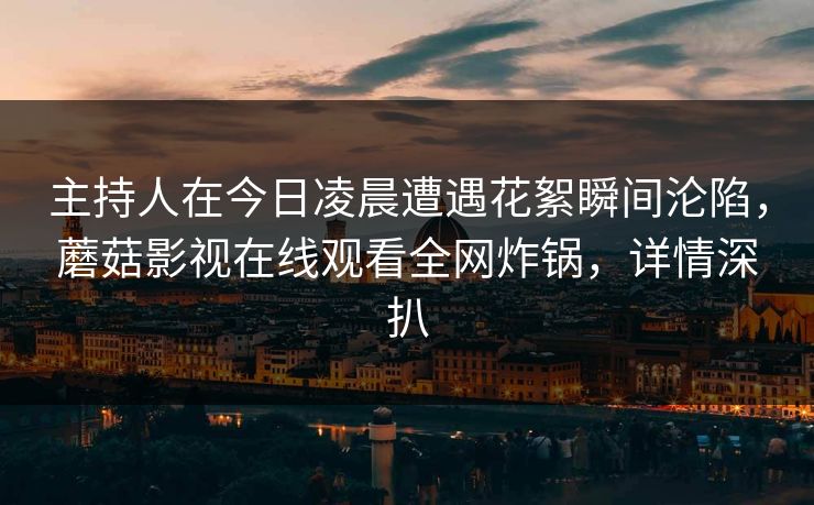 主持人在今日凌晨遭遇花絮瞬间沦陷,蘑菇影视在线观看全网炸锅,详情深扒